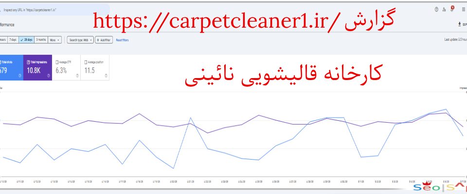 گزارش سئو سایت کارخانه قالیشویی نائینی